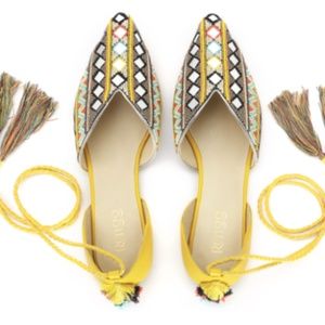 Yellow Flats with Beading